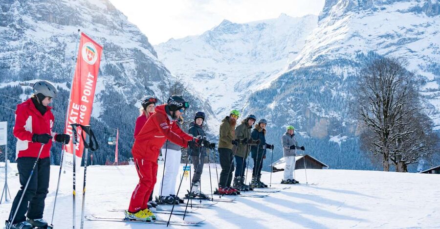 From Interlaken: 8-Hour Skiing in Grindelwald for Beginner's - The Eiger Northface view isn’t just pretty—it helps your motivation