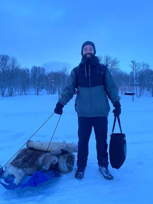 Tromsø: Sledding, Toboggan, Mini Skiing, Lasso & Arctic Fun - Reindeer hide comfort and campfire warmth: the best part for cold fingers